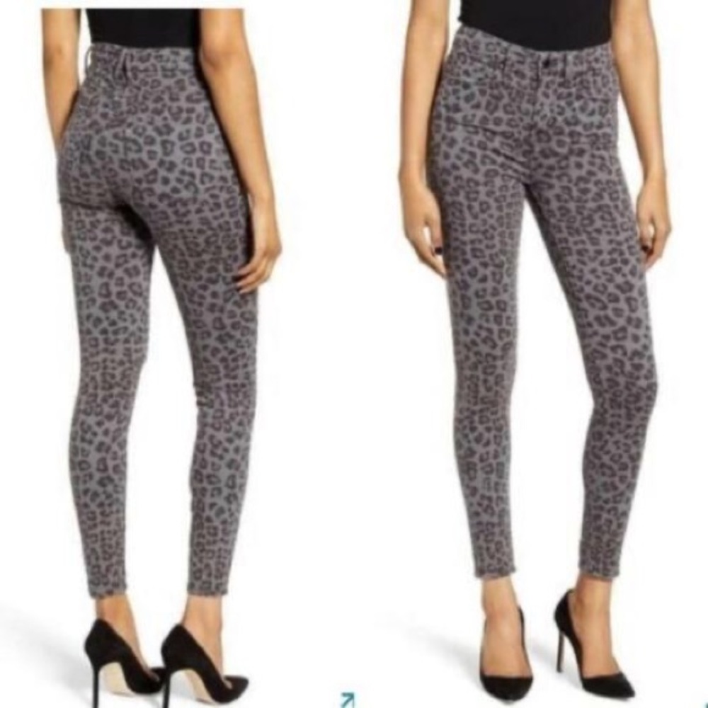 Good American Grey Leopard Print HighWaist Jeans 27